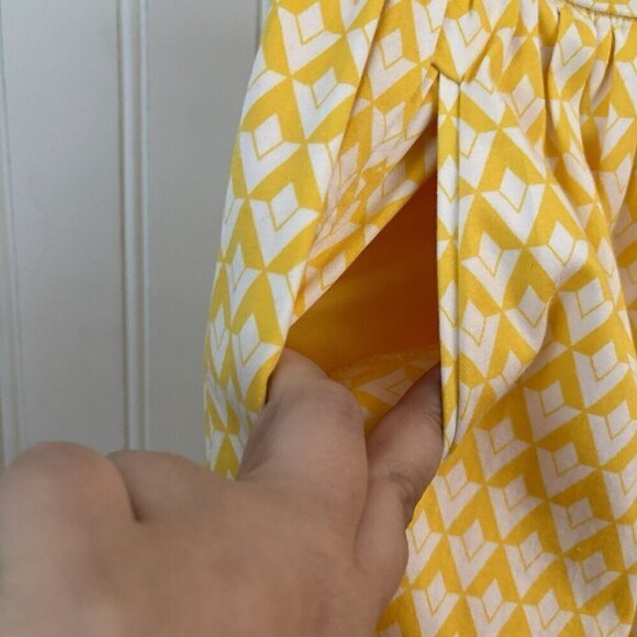 Downeast Womens Small A-line Skirt Yellow White Chevron Pockets Lined Side Zip - Picture 4 of 12